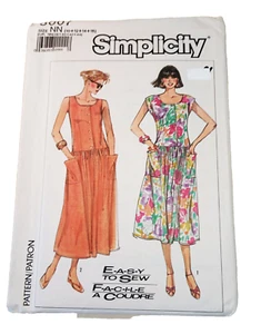 Vintage 1987 Simplicity Pattern 8007 Dress in Two Lengths Size 10-16 Easy to Sew - Picture 1 of 4