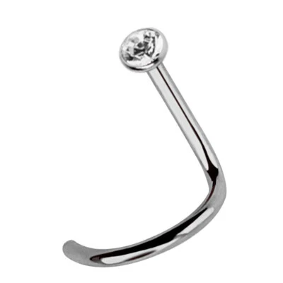 Titan Piercing Naso Gioiello Naso Spina IN 1mm Spirale E 2,2mm Zirconia - Immagine 1 di 4