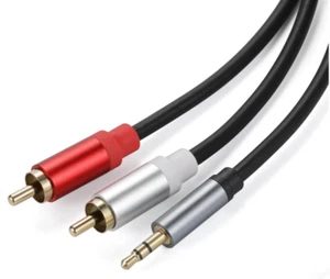 RCA Dual Phono Male to 3.5mm Male Stereo Audio Splitter Cable - Picture 1 of 15