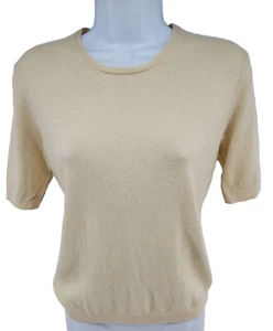 Brooks Brothers Pure Cashmere Sweater Womens M Soft Yellow Half Short Sleeve - Picture 1 of 10