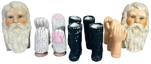 Porcelain Santa Face, Hands, & Boots, Christmas Creation - MIX LOT of 12 - Picture 1 of 11
