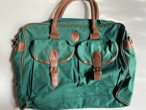 Vintage RALPH LAUREN *Polo GREEN CANVAS Satchel Shoulder BAG Travel POCKETS - Picture 1 of 9