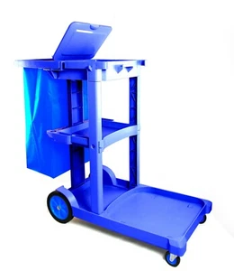 Janitorial cart with Bag & Cover Blue - Picture 1 of 6