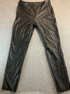 Stella Luce Pants Women's Large Black Faux Leather Ankle Zip Skinny Leg Trousers - Picture 1 of 8