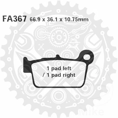 FA367R EBC Brake Pads Sintered R For Suzuki RMX 450 Z 2010-2017 - Image 1 of 4