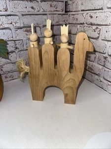 3 Wise Men Riding on a Camel Peg Man Handmade Woodcrafts By Bjerklies - Picture 1 of 8