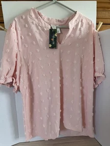 Blooming Jelly Peach/Pink Wm Gr. XXL Kurzarm Bluse erhabene Punkte transparente Ärmel - Bild 1 von 6
