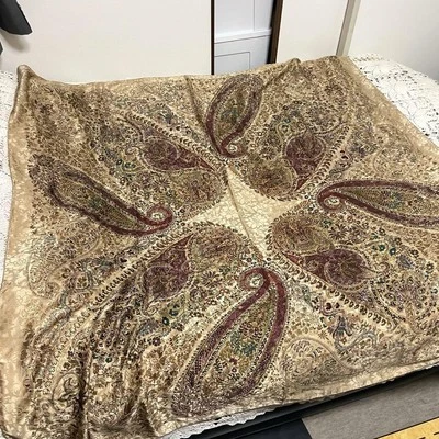 Ralph Lauren Mujer Accesorios Raro Púrpura Etiqueta Grande Bufanda Beige Paisley Limit Foto 1 de 4