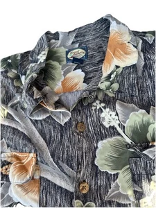 Tommy Bahama Herren Tropical Schwarz Orange Blumen Viskose Hemd Kurzarm XL - Bild 1 von 6