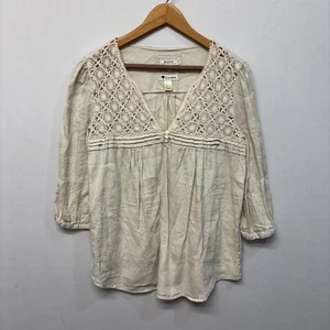 Malvin Women 100% Linen 3/4 Sleeve Blouse Top Shirt Size Large D027 -28 - Picture 1 of 16