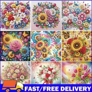 5D DIY Partial Special Shaped Drill Diamond Painting Flower Home Decor 30x30cm - Afbeelding 1 van 39