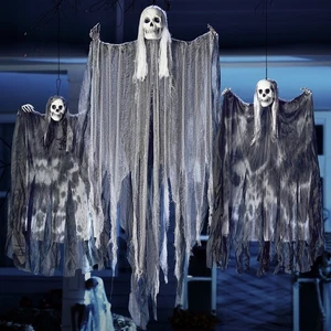3er Pack Halloween hängende Geister Grusel Skelett Deko für drinnen draußen  - Bild 1 von 7