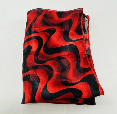 "Pañuelo bufanda vintage 20"" cuadrado rojo negro ondas ondulado arte transparente ligero" Foto 1 de 4