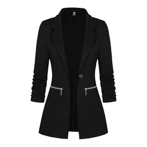 Genhoo  Black Stretch Blazer Size XL Long Sleeve Jacket - Picture 1 of 13