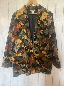 Chaqueta Blazer De Colección Kensignton Cuadrada Art Deco Talla M Forrada con Botones Boho Hippie EE. UU. - Imagen 1 de 10