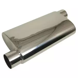Summit Racing 630525-1 Muffler Oval 2.5in Offset Inlet/Outlet 304 SS Polished - Picture 1 of 1