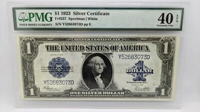 1923 $1 Silver Certificate - PMG 40 EPQ - Fr#237 - Large Size Note - Image 1 of 4