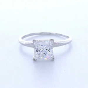 2.2 CT NATURAL DIAMOND G/VS1 PRINCESS CUT 14K WHITE GOLD CLASSIC SOLITAIRE RING - Picture 1 of 7