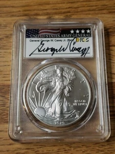 PCGS 2020P Silver American Eagle MS70 $1 Coin First Strike Geo Casey Signed Auto - Picture 1 of 6