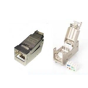 Conector Keystone DIGITUS CAT6A, blindado, Ethernet de 10 GB, niquelado - Imagen 1 de 3