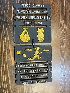 Vintage "PA is Boss" und "Marriage has a ring to it" Konvolut 2 Untersetzer Hot Pad - Bild 1 von 5