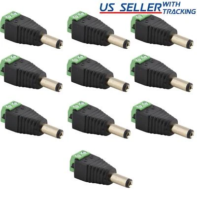 (10-pack) Male DC Power Adapter Plug 5.5 x 2.1 mm for LED Strip Light - Image 1 of 3