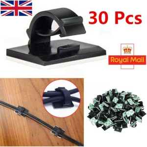 30PCS Mini Car Wire Clips Self Adhesive Rectangle Tie Sticker Cable Cord Holder - Picture 1 of 12