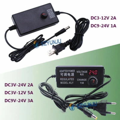 Adjustable AC to DC3-12V 9-24V Regulated Adapter Power Supply Adapter EU/US Plug - Image 1 of 4