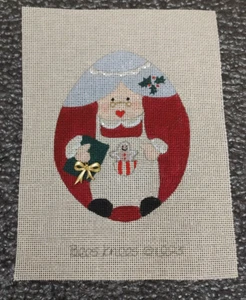 Mrs Claus Ornament Needlepoint Canvas Christmas with Bow Charm - Picture 1 of 2