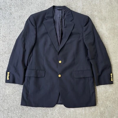 Brooks Brothers BrooksEase Loro Piana Blazer Wool Navy Sport Coat Gold 42 Long - Image 1 of 4