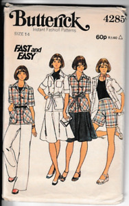 1970’s Vintage Butterick Sewing Pattern 4285 Skirt Shirt Pants Shorts 14 UNCUT