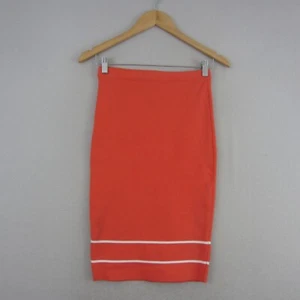 Portmans Skirt Womens Small 10 Orange White Striped Straight Pencil Stretch Fit - Picture 1 of 12