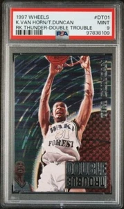 1997 Wheels TIM DUNCAN Keith Van Horn DOUBLE TROUBLE Rookie PSA 9 Mint Pop 3 - Picture 1 of 2