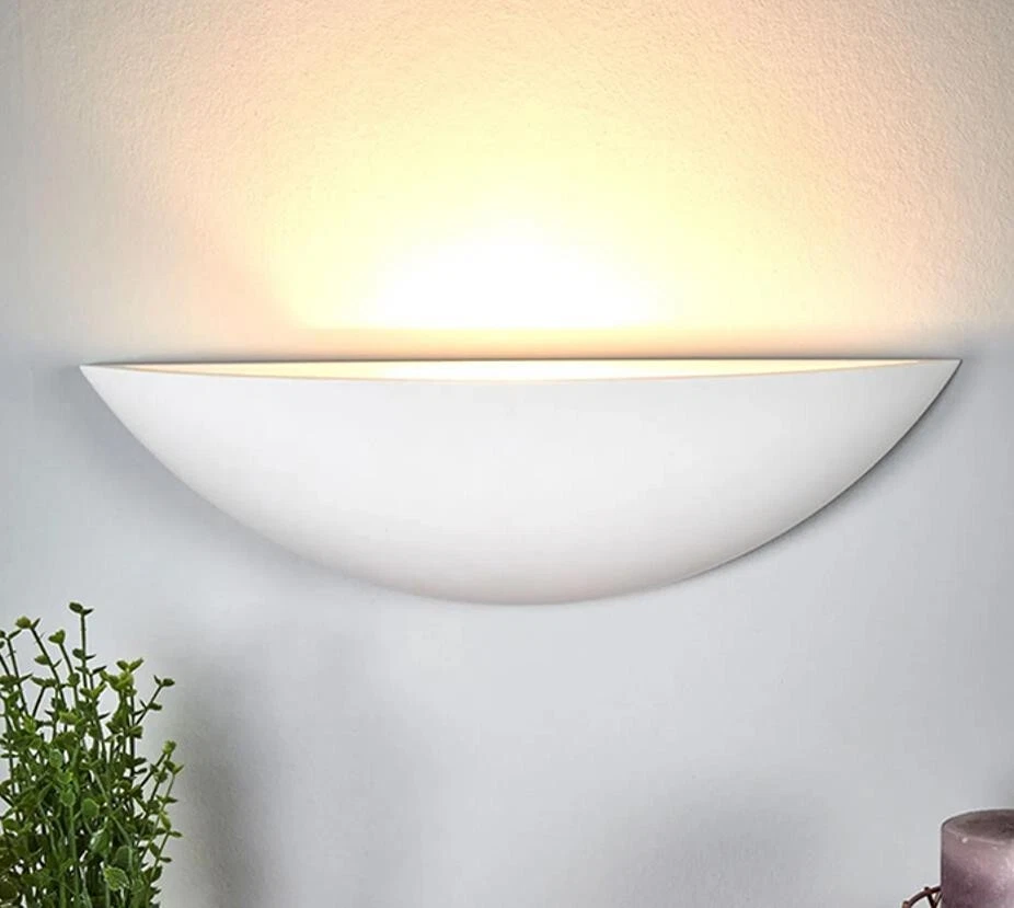 ZIKA STORE Applique da Parete Coppa in Gesso Verniciabile Attacco E27 Lampada Per Interni