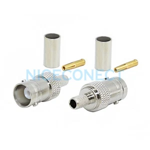 10x BNC Female Jack Crimp For LMR195 RG58 RG142 RG400 Cable RF Connector Wifi - Picture 1 of 4