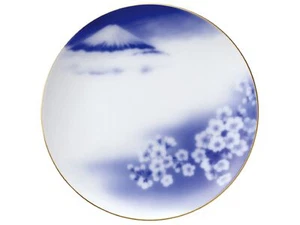 Okura Pottery Garden Hanami Fuji 23cm Plate Tableware Dish Blue w/Box Japan New - Picture 1 of 3