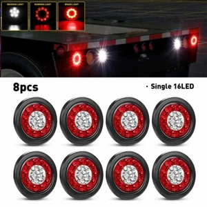 8X 4inch LED Truck Trailer Tail Turn Round Brake Stop Reverse Indicators Light - Picture 1 of 10
