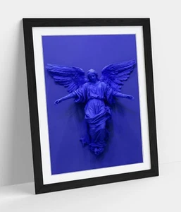 COOL PURPLE BLUE STATUE OF ANGEL HOME DECOR FRAMED WALL ART POSTER PRINT 4 SIZES - Picture 1 of 10