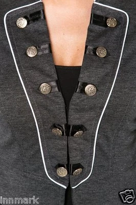 Military Cropped with Long Sleeve Grey Buttons Jacket Size Large Medium / 071 - Image 1 of 4