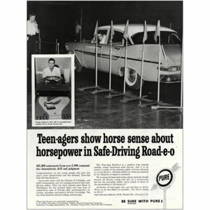 1960 Pure Oil: Teenagers Show Horse Sense About Horesepower Vintage Print Ad - Picture 1 of 1