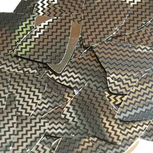 Sequin Fishscale 1.5" Gold Black Pinstripe Metallic Couture Paillettes - Picture 1 of 2