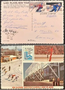 1980 US #1795-6 Olympic Cancel on Lake Placid Post Card to Germany; Olympic, *d - Picture 1 of 3