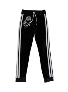 Girls Justice Active Black Sweat Pants With Silver Glitter Rose 14/16, Has Flaws - Picture 1 of 10