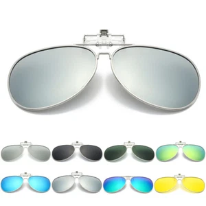 Polarised Clip-on Sunglasses Anti-Glare Driving Sunglasses With Flip Up Glasses - Picture 1 of 24
