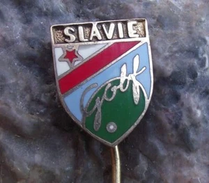 Antique Slavia Slavie Prague Czech Golf Club Ball Green Logo Members Pin Badge - Picture 1 of 2