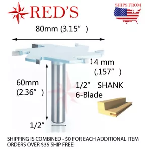 Tideway LC90609804 80 mm DIA X 4 mm de ancho ranura/superficie de 1/2" broca de enrutador vástago - Imagen 1 de 1