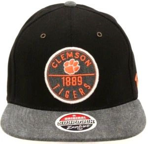 Clemson University Tigers Black flat bill wool Adjustable Snapback Baseball Hat - Picture 1 of 9