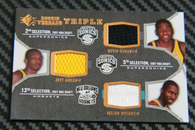 2007-08 SP ROOKIE THREADS - KEVIN DURANT / WRIGHT / GREEN - TRIPLE ROOKIE JSY - Image 1 of 2