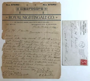 Carta intestata pubblicitaria 1899 e copertina Dentons Royal Nightingale Co Philadelphia - Foto 1 di 6