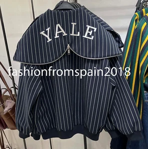 ZARA NEW WOMAN YALE™ STRIPE BOMBER JACKET NAVY BLUE XS-XXL 5030/729/401 - Picture 1 of 3